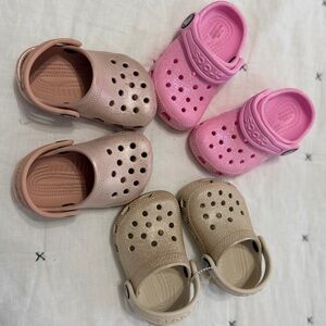 Lot of 3 Toddler Shimmer Glitter Crocs Sz 3 & 4